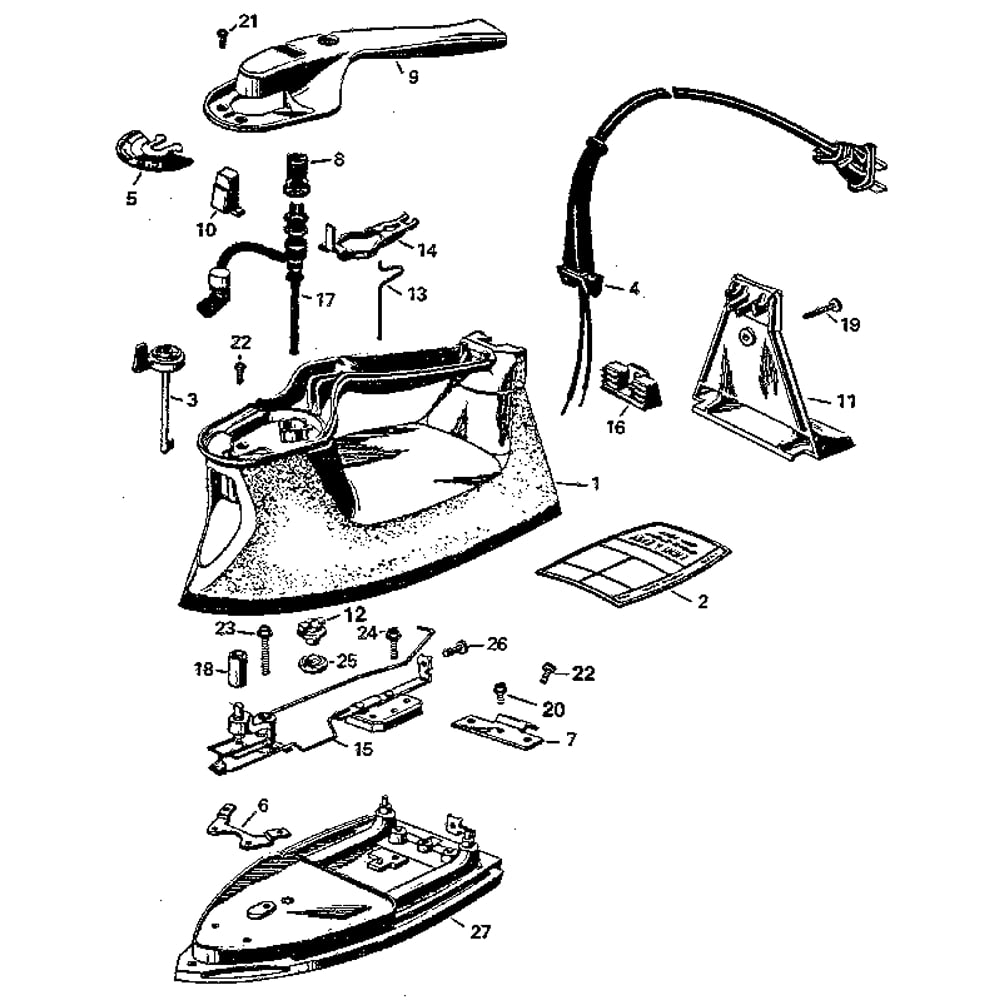 Light N' Easy Iron Diagram and Parts List for F392WHD  Black and Decker Iron